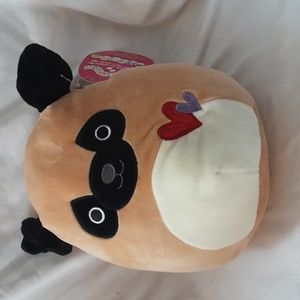 8" Squishmallows - Pam the Pug, 2020 Valentine version, NWT